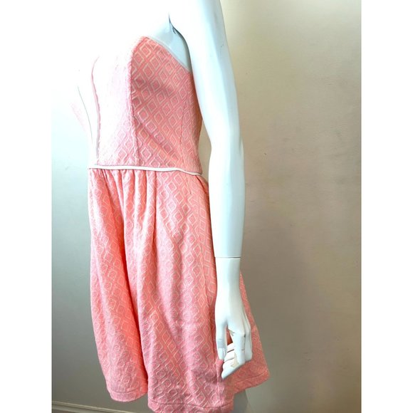 Ella Moss Women's Debbie Ikat Strapless Dress Back Zip Peach Pink Size Small - Picture 4 of 10